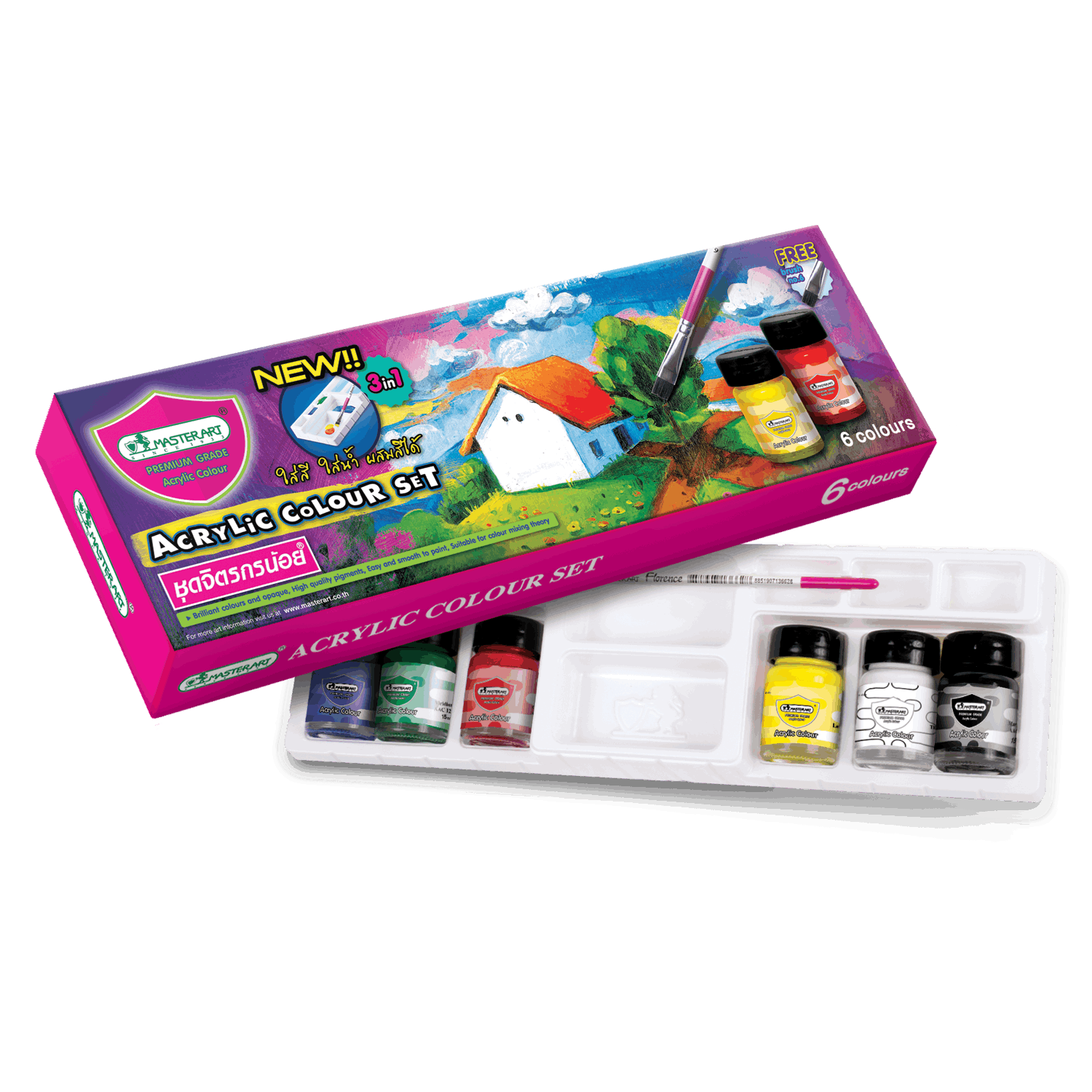 BỘ MÀU ACRYLIC MASTER ART 6 MÀU 15ML