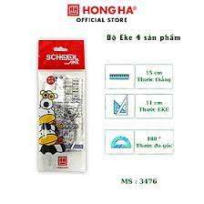 Bộ Eke Hồng Hà 3476 bao gồm thước kẻ, thước đo góc, thước eke dành cho học sinh
