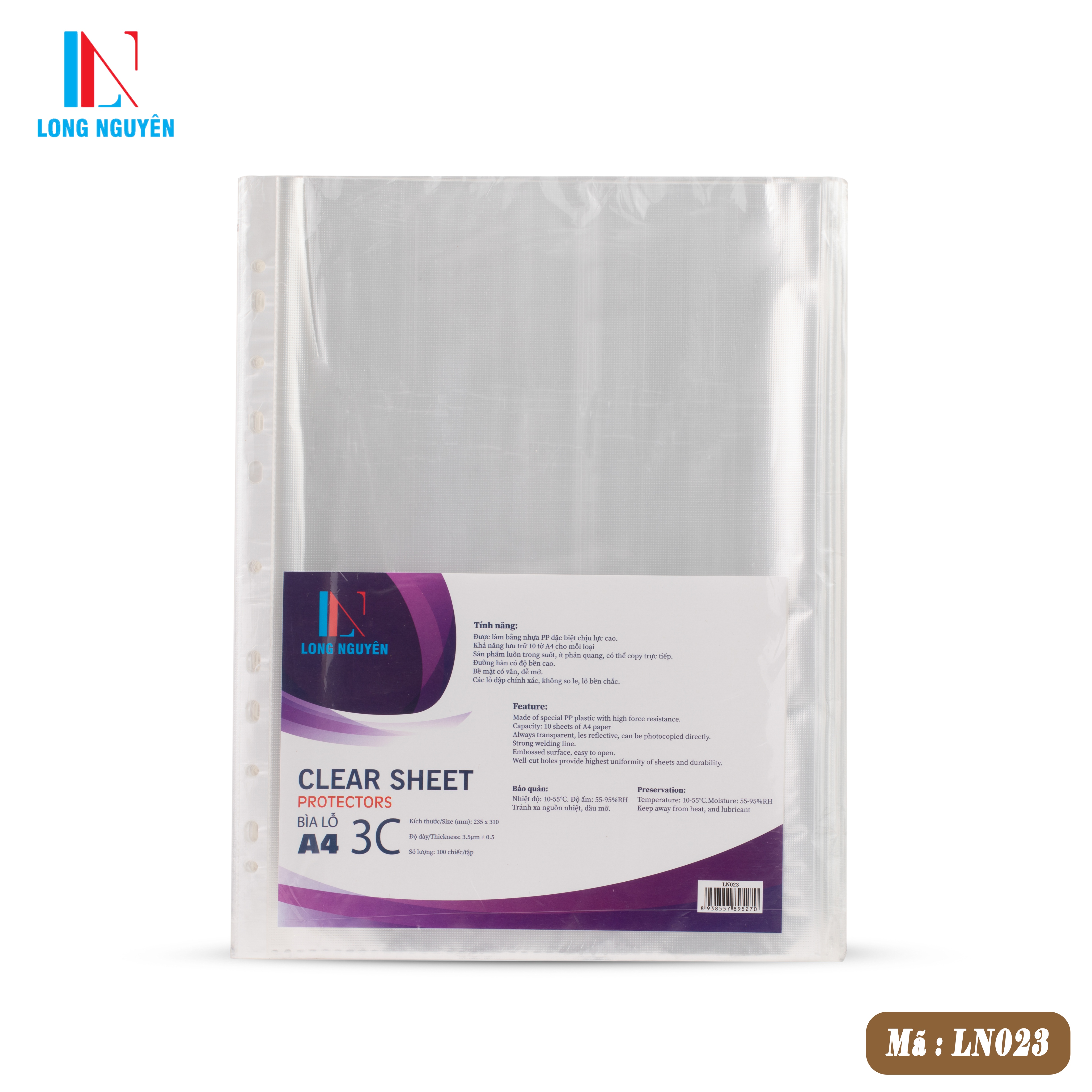 Sơ mi lỗ A4 mỏng ( 3.5C ) - LN023