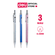 Bút chì kim Deli ngòi 0.5 - màu bạc/ xanh / hồng