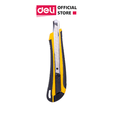 Dao rọc giấy Deli loại 13 lưỡi tách rời, Vàng - 1 cái E2039