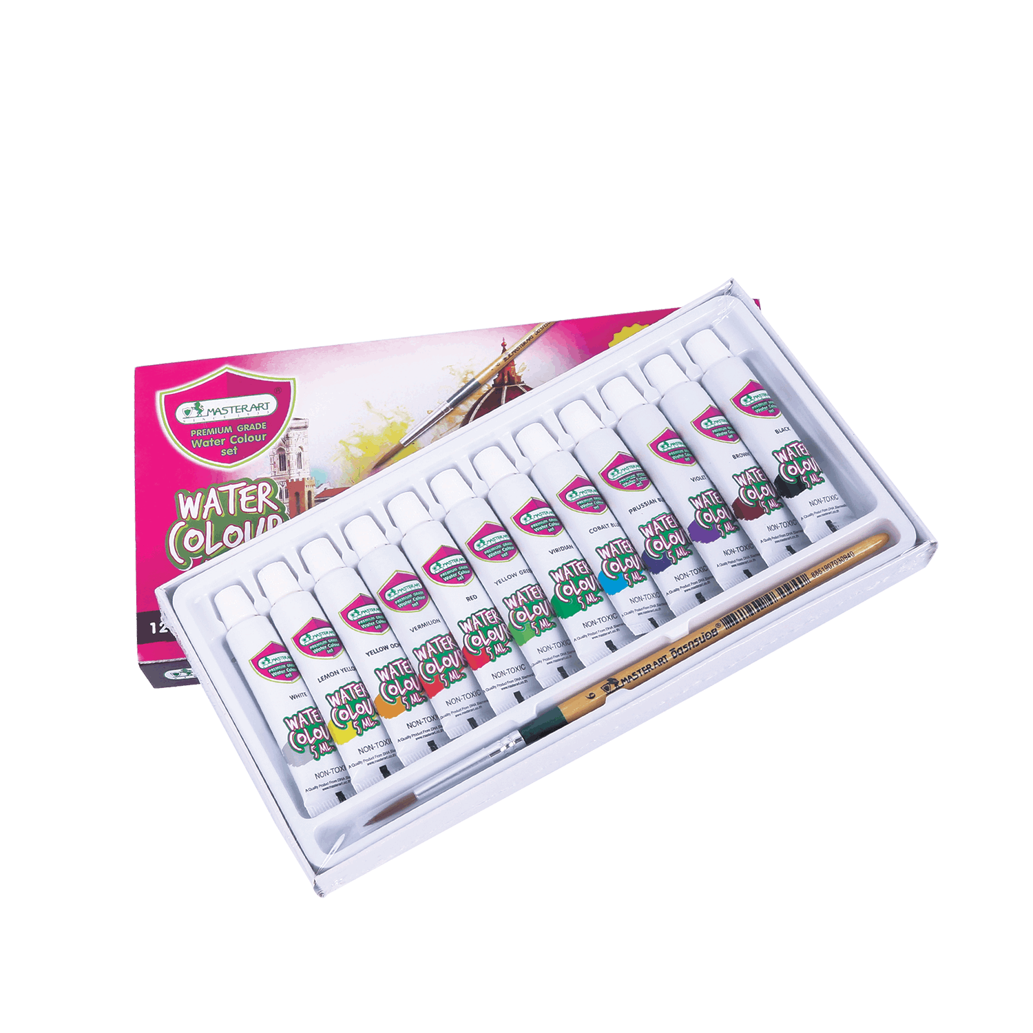 BỘ MÀU NƯỚC MASTER ART 12 MÀU 5ML + CỌ