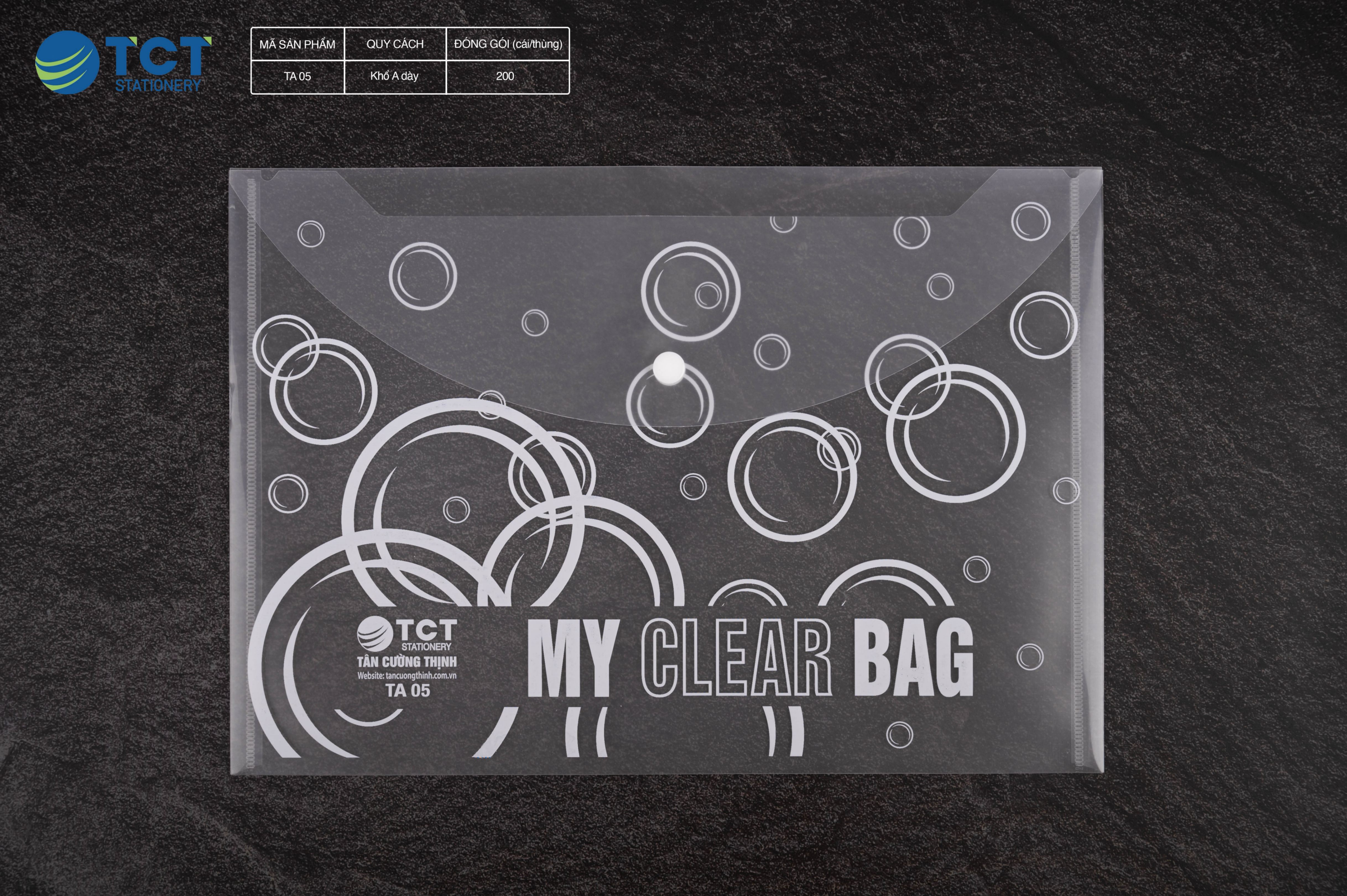 My clear bag ( túi cúc) khổ A dày - TA 05